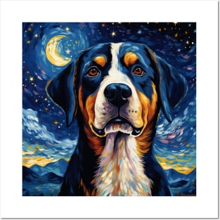 Greater Swiss Mountain Dog Starry Night Posters and Art